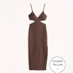 Abercrombie & Fitch Cutout Midi Dress Mixed Fabric